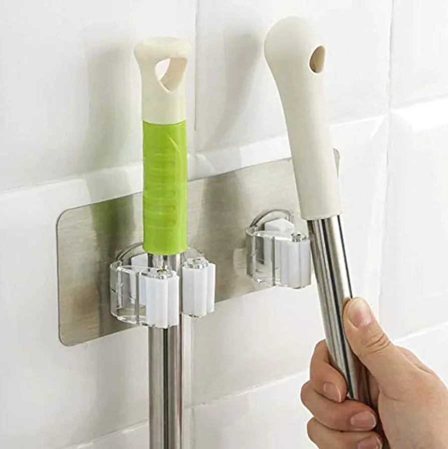 Dual Hooks Wall Mounted Mop and Broom Holder