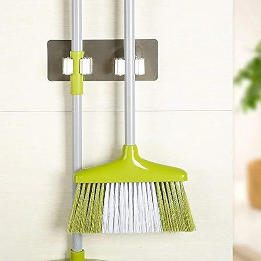 Dual Hooks Wall Mounted Mop and Broom Holder