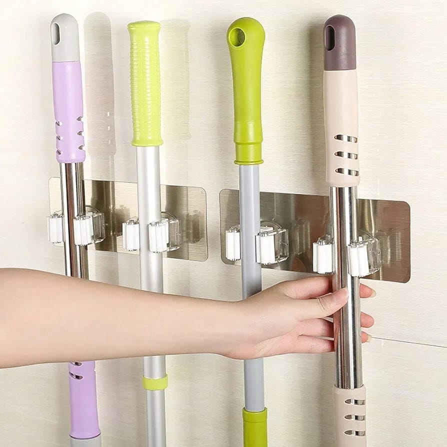 Dual Hooks Wall Mounted Mop and Broom Holder